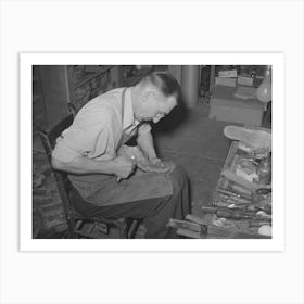 Trimming Inner Sole To Conform To Last, Cowboy Bootmaking Shop, Alpine, Texas By Russell Lee Art Print