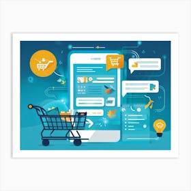 An Intricate Digital Rendering Of A Lively E Commerce Interface Design With Features Like A Shoppin (3) Art Print