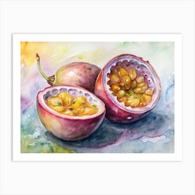 7 A Cut Open Passionfruit Showing Its Seeds Art Print