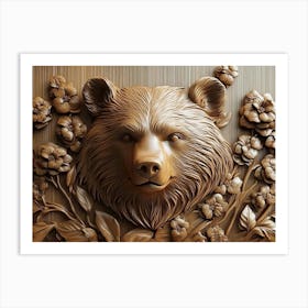 Exquisite 3d Bear Relief Art Creating Elegant and Sophisticated Art Print