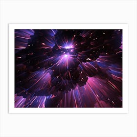 Space Explosion - space neon poster, synthwave poster Art Print