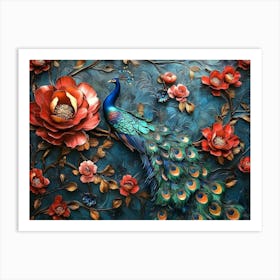 Peacock Painting 12 Art Print