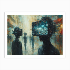 Digital Fusion: Human and Virtual Realms - A Neo-Surrealist Collection. Virtual Reality Art Print