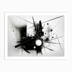 Unseen Forces Abstract Black And White 7 Art Print