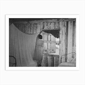 Untitled Photo, Possibly Related To Mrs, Emil Kimball Sweeping Kitchen In Her Present Home, The Broom Was Made Art Print