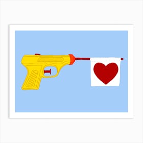 Yellow Heart Gun Art Print