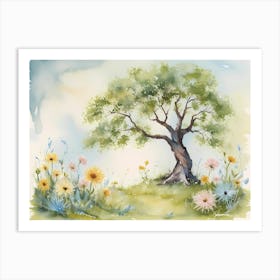 Watercolor Of A Tree 1 Art Print