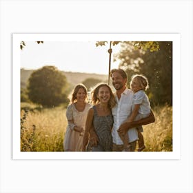 Family Portrait In The Countryside With Daylight Hoisting An Image Of A Seemingly Jovial Young Lad I Affiche