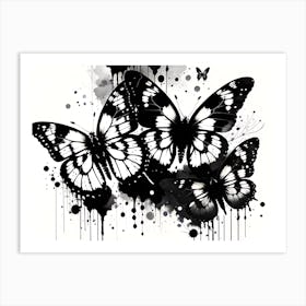 Black And White Butterflies 1 Art Print