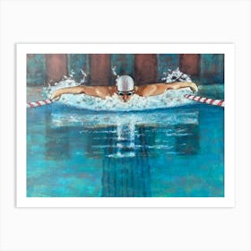 Butterfly Swimmer with White Cap Art Print