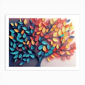 Colorful Tree with Leaves on Hanging Branches 6 Art Print