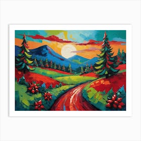 Vintage Road To The Mountains Art Print