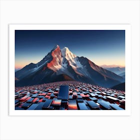 A Single Smartphone Stands At The Peak Of A Mountain Made Up Of Countless Other Phones Art Print