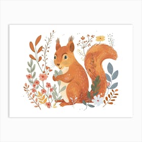 Little Floral Squirrel 2 Art Print
