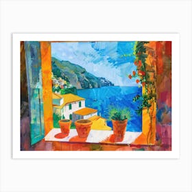 Positano From The Window View Painting 1 Art Print