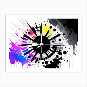 Clock With Paint Splatters Art Print