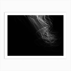 Glowing Abstract Curved Black And White Lines 11 Art Print