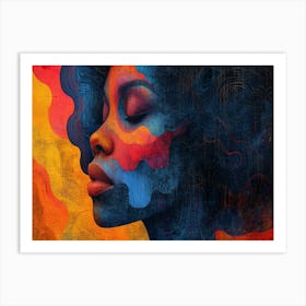 Colorful Chronicles: Abstract Narratives of History and Resilience. Portrait Of A Woman 1 Art Print