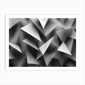 Abstract Composition Of Blurred, White Triangles Against A Dark Background, Creating A Sense Of Depth And Movement Art Print