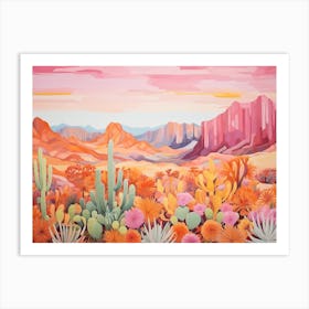 Landscape Desert And Cactus Painting 1 Art Print
