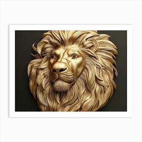 Golden Lion Head Art Print