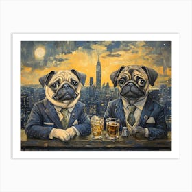 Gentleman Pugs At Nyc Rooftop Bar 4 Art Print