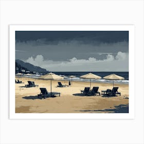 Beach Chairs On The Sand hamptons Art Print