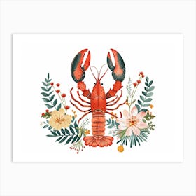 Little Floral Lobster 2 Art Print