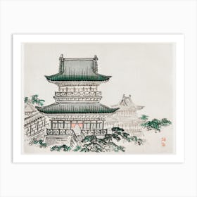 Japanese Architecture, Kōno Bairei Art Print