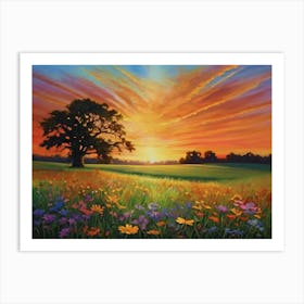 Sunset In The Meadow 34 Art Print