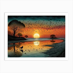 Sunset At The Beach Art Print