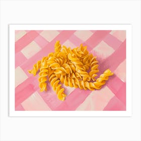 Fusilli Pasta Pink Checkerboard Art Print