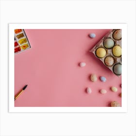 Easter Eggs On Pink Background 9 Art Print