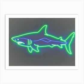 Green Scalloped Hammerhead Neon Shark 1 Art Print