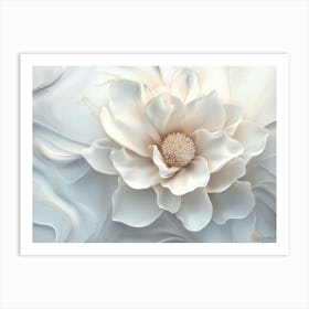 3d Art With Beautiful White Marble Flower Beautiful Abstract 1 Art Print