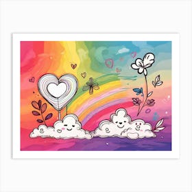 Rainbow And Clouds 1 Art Print