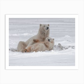 Mama And Baby Polar Bear Art Print