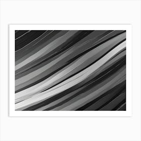 Abstract Background With Flowing, Wavy Lines In Shades Of Gray And Black, Creating A Sense Of Movement And Depth Art Print