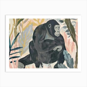 Gorillas Tropical Jungle Illustration 3 Art Print
