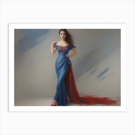 Woman In A Blue Dress 7 Art Print