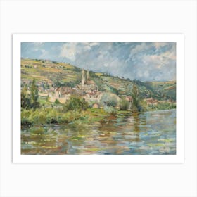 Rural Lakeshore Haven Painting Inspired By Paul Cezanne Art Print