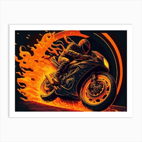 Fire Motorbike Cool Art Print