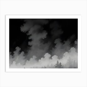 Abstract Black And White Foggy Forest Art Print