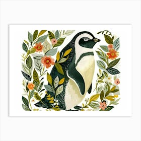 Little Floral Emperor Penguin 2 Art Print