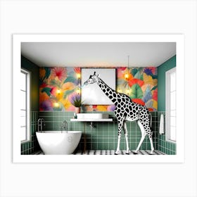 Giraffe Brushing Its Teeth H 1 Art Print