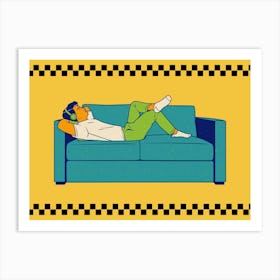 Man Relaxing On A Couch Art Print