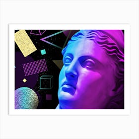 Artemis - Ancient neon gods (synthwave/vaporwave/retrowave/cyberpunk) — aesthetic poster Art Print