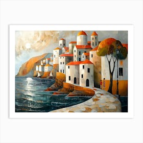 Town By The Sea, Cubism Art Print