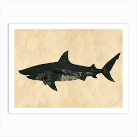 Bigeye Thresher Shark Grey Silhouette 2 Art Print