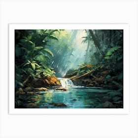 Gentle Stream In Tropical Rain Forest Art Print